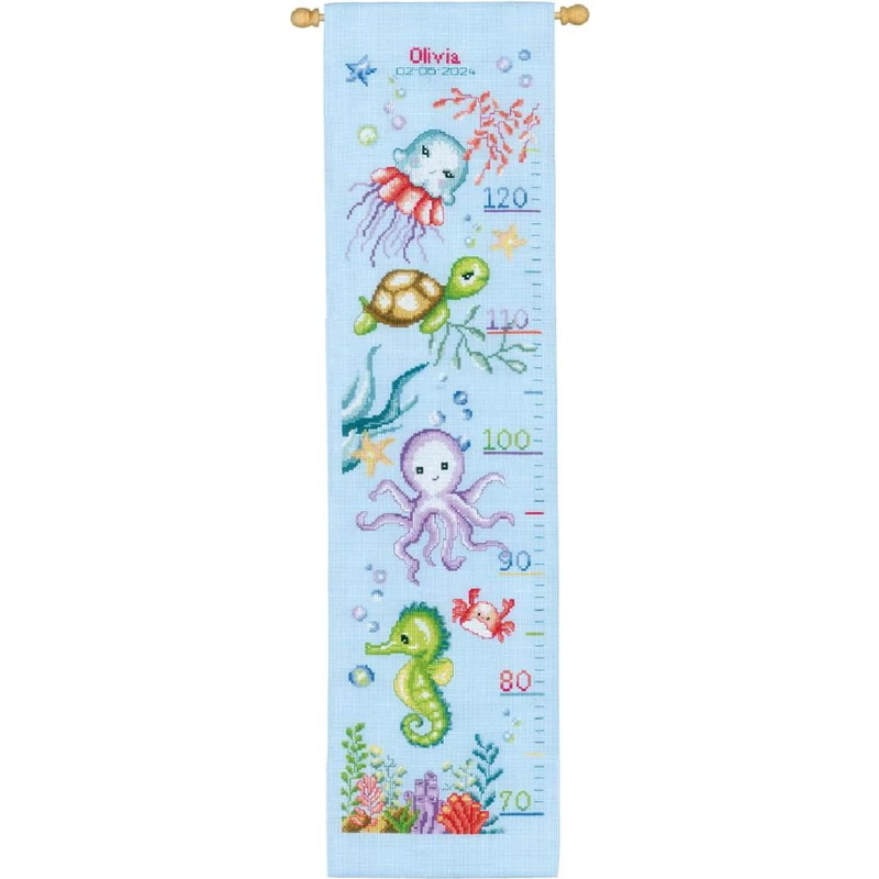 Vervaco Cross Stitch Kit - Marine Animals Height Gauge DIY