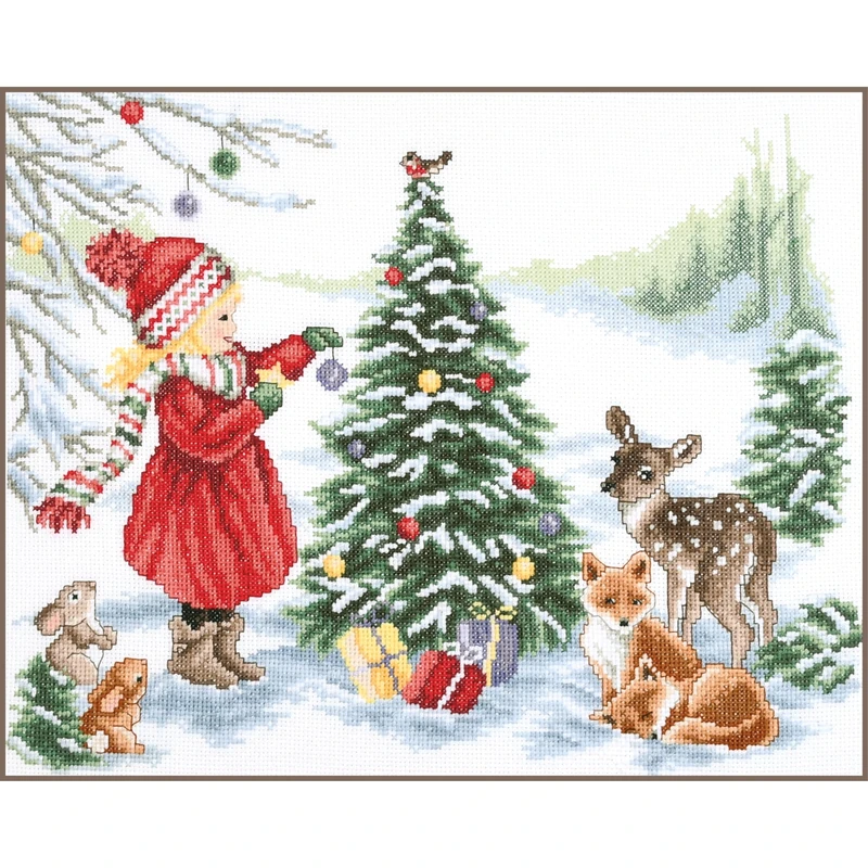 Vervaco Cross Stitch Kits Counted Pictures Decoration DIY Creative Kit Decorating for Christmas Crafts Wall Art Embroidery Kit Beginners Gift ca. 37 x 29 cm Cross Stitch Embroidery