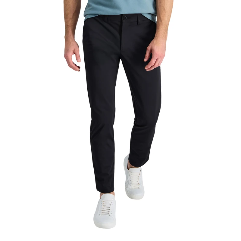 Haggar Men's Sport Travel Performance Straight Fit Flat Front Stretch Casual Pant, Black, 34W / 34L