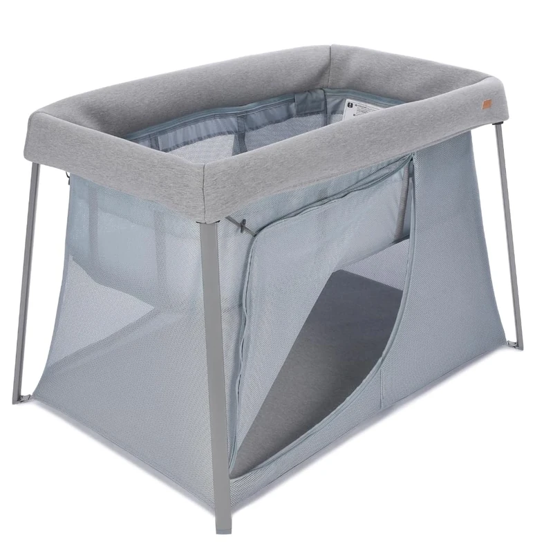 BÉABA, 3 in 1 Baby Travel Cot Bed & Craddle, Playpen, Evolutive, Lightweight - 6.8Kg, Foldable, Compact, Transport Bag and Mattress Included, Breathable and Oeko-Tex Fabric, Heather Grey