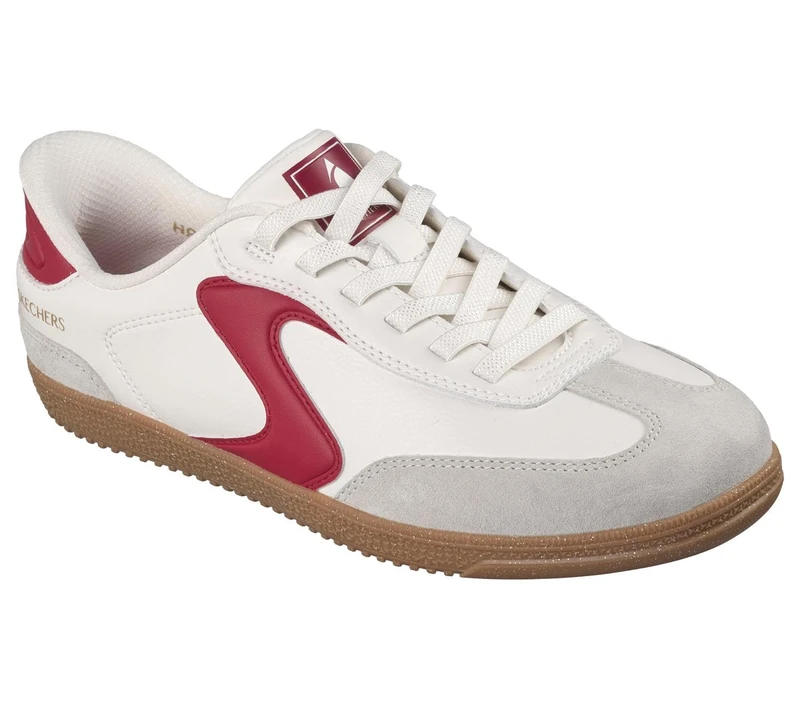 Skechers Women's Hotshot Perfect Choice Slip-On Sneakers, White Duraleather/Leather/Red Trim, 3.5 UK