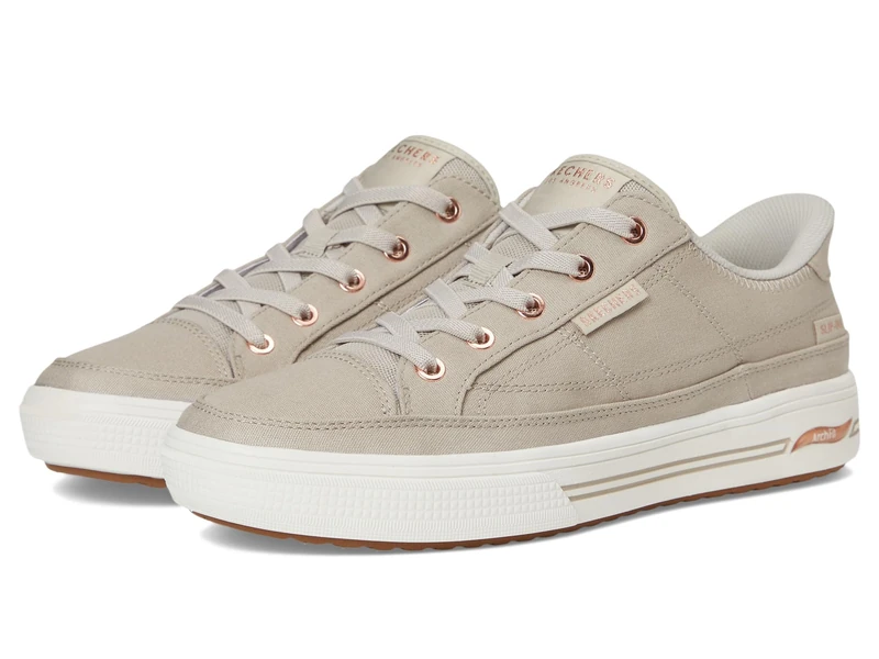 Skechers Women's Arch Fit Arcade-See Ya There Hands Free Slip-ins Sneaker, Taupe, 3 UK