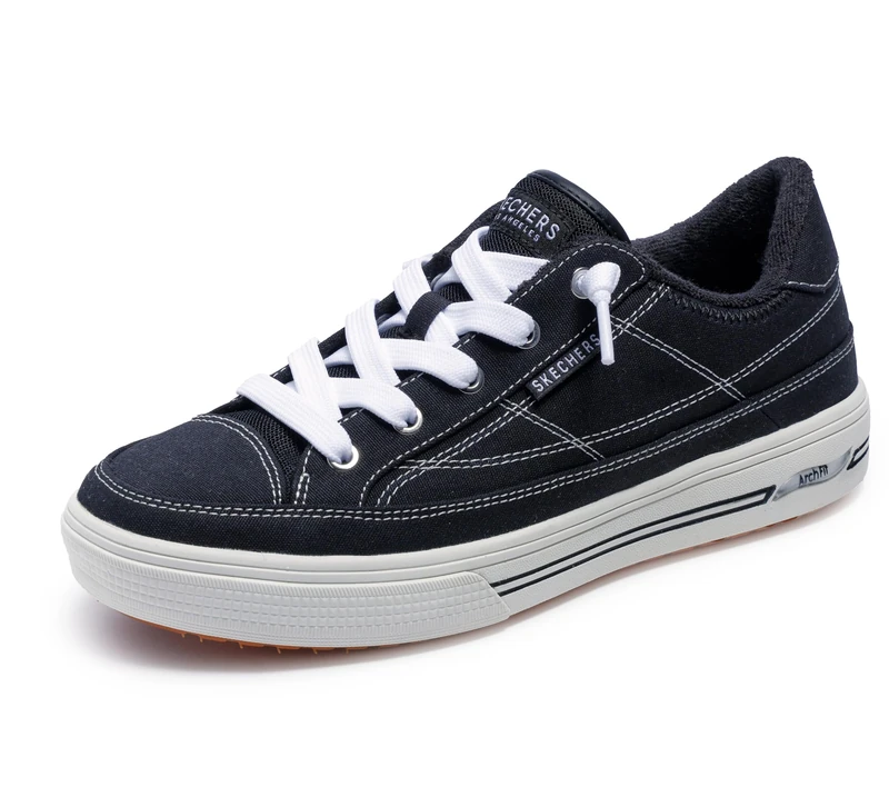 Skechers Women's Arch Fit Arcade-See Ya There Hands Free Slip-ins Sneaker, True Black, 3.5 UK