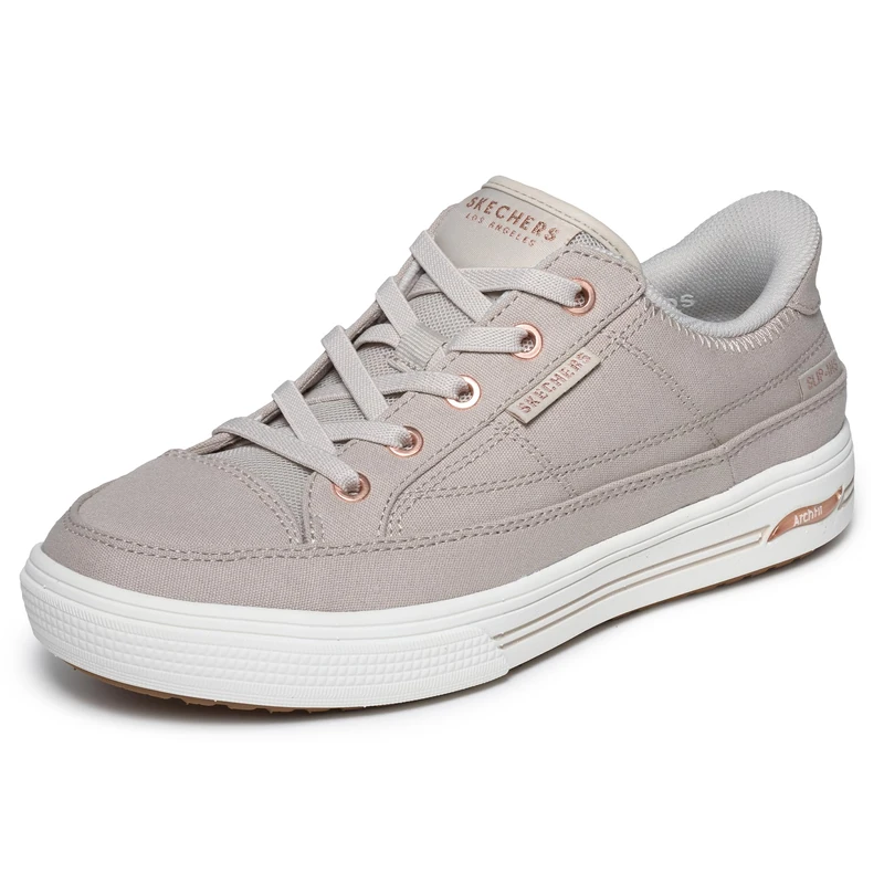 Skechers Women's Arch Fit Arcade-See Ya There Hands Free Slip-ins Sneaker, Taupe, 2.5 UK