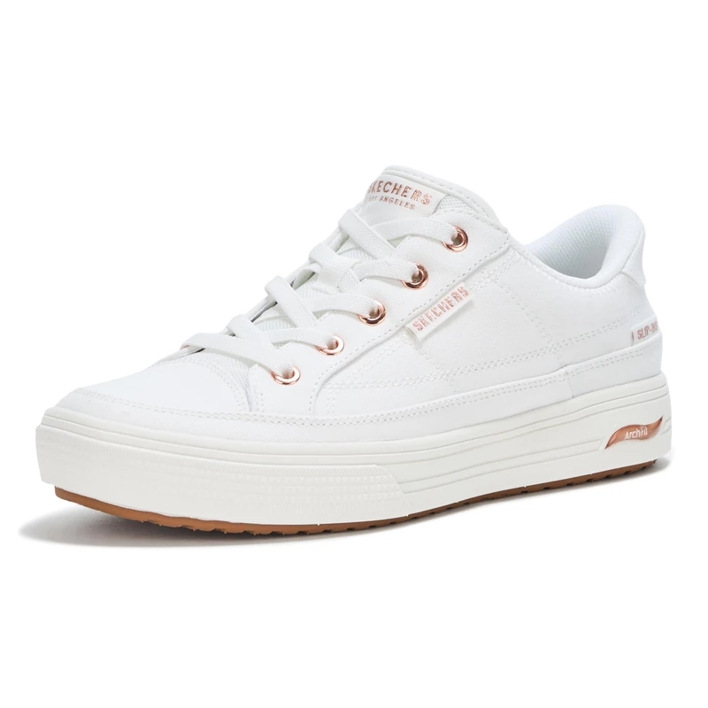Skechers Women's Arch Fit Arcade-See Ya There Hands Free Slip-ins Sneaker, White Opulent Garden, 2 UK