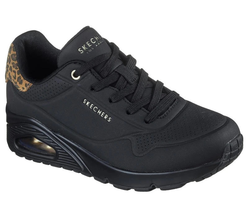 Skechers Women's Uno Jungle Nite Sneaker - Black/Leopard 3.5 UK