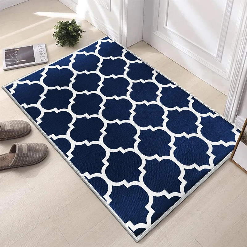 Hafaa Door Mats 80 x 150 cm 2 Pack Ava Navy Mats for Kitchen Outdoor Indoor Doormats Non Slip Dirt Trapper Heavy Duty Floor Mat Printed Super Absorbent Front Doormats