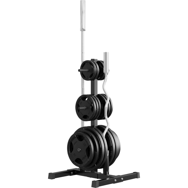 Yaheetech Weight Storage Rack & Barbell Holder for Home Gym Weight Lifting, 2.5cm/1” Weight Plate Tree Durable Weight Plate Rack for Fitness Space-Saving, Max Load 400kg