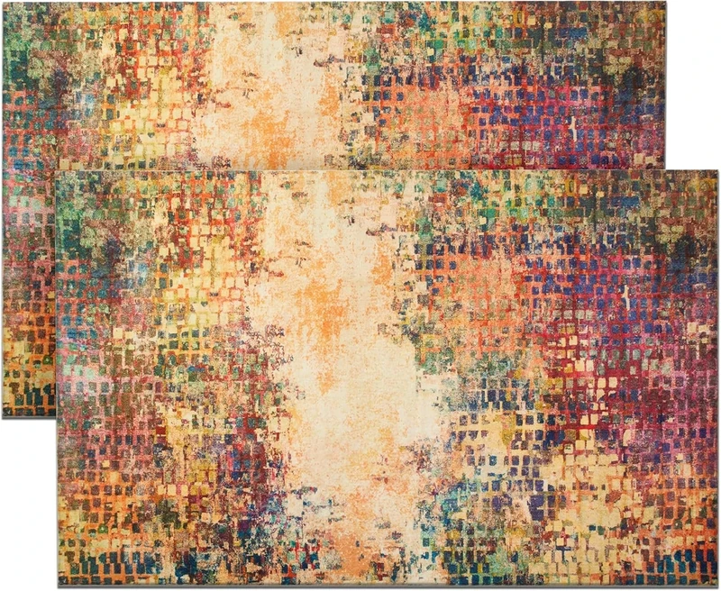 Hafaa Door Mat 80x150cm 2 Pack Door Mats Outdoor Indoor Non Slip Washable doormat Dirt Trapper Heavy Duty Floor Mat Entrance mat Super Absorbent Front Doormats (Vibrant)