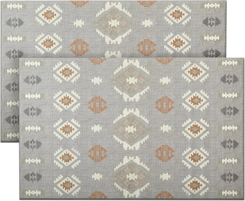 Hafaa Door Mats 80 x 150 cm 2 Pack Ava Grey Mats for Kitchen Outdoor Indoor Doormats Non Slip Dirt Trapper Heavy Duty Floor Mat Printed Super Absorbent Front Doormats (Nova)