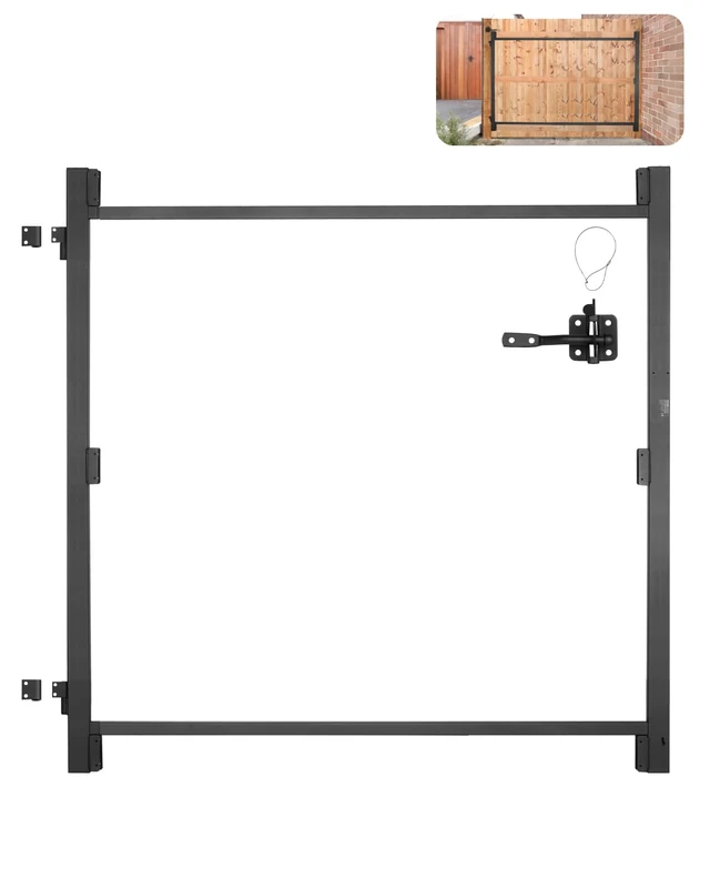 VEVOR Gate Building Kit, Fits 60 to 96 in Wide Openings, Up from 4 to 5 ft High Fence, Adjustable Gate Building Kit, Anti Sag Full Gate Frame Kit with Latch Lock and Screws, for Wooden Fence, Iron