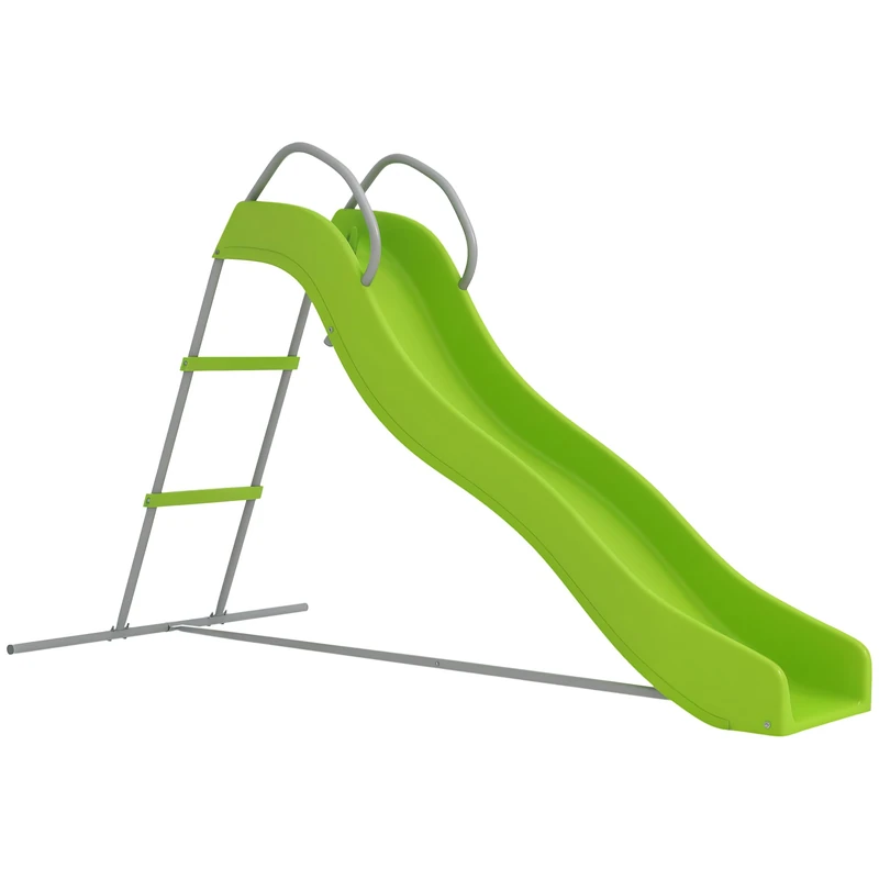 AIYAPLAY Wavy Slide for Kids, Freestanding Garden Slide with Climbing Ladder, Non-skid Steps, Outdoor Playground Equipment for Ages 3-8 Years, Green