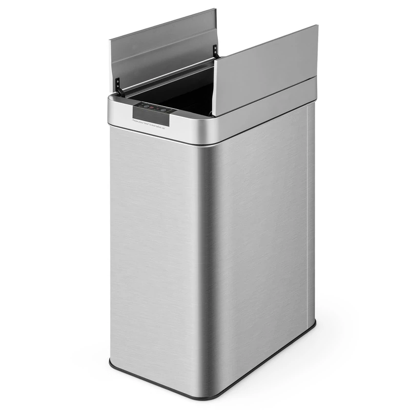 GiantexUK 50L Automatic Trash Bin, Touchless Infrared Motion Sensor Kitchen Waste Bin with Stainless Steel Frame & Soft Closure Lid, Fingerprint-Proof Garbage Can for Home Office (Sliver)