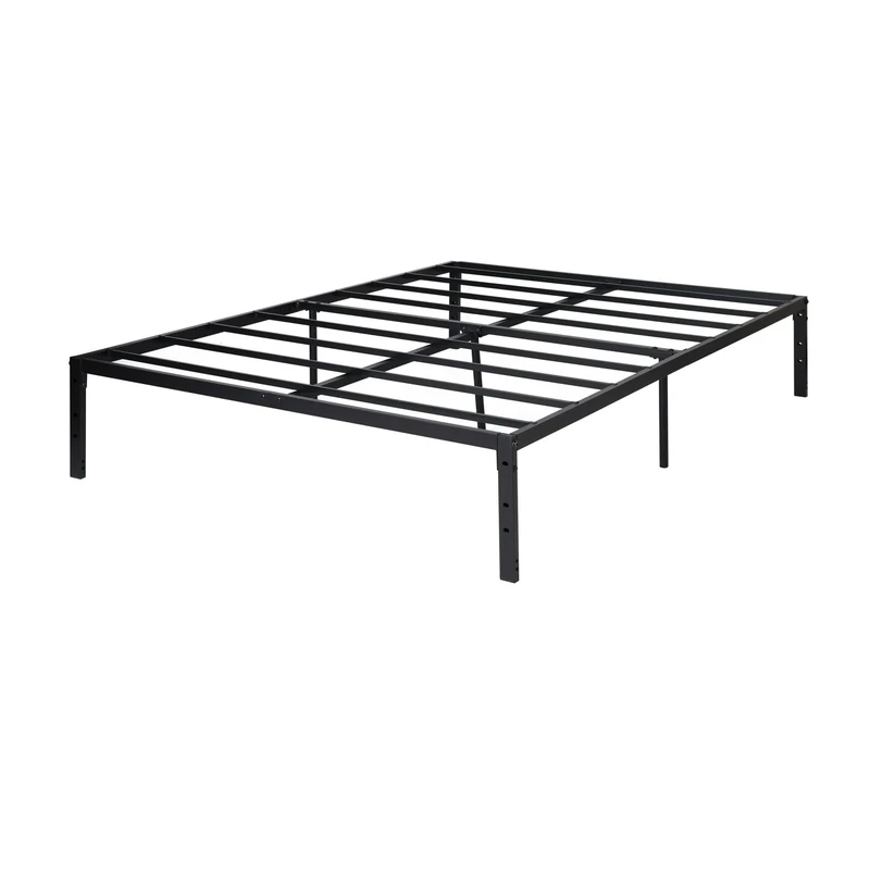 FurnitureR Metal Platform Bed Frame Solid Bedstead Base with Crochet-design Headboard Footboard, Underbed Storage Space Fits for Teenagers/Adults, Black(Single/Double) (Double(No Headboard))