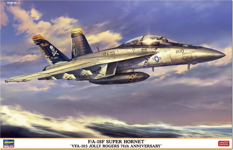Hasegawa - 1/48 F/A-18F Super Hornet Vfa-103 Jolly Rogers 75T - Plastic Model Making - Scale: 1:48