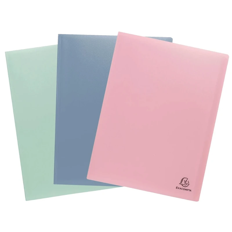 Exacompta - Ref 88239E - Box of 18 Autentik Document Sleeves - 20 grained pockets - 40 sheets - for A4 - size 24 x 32 cm - cover made of soft recycled polypropylene - 3 assorted colours