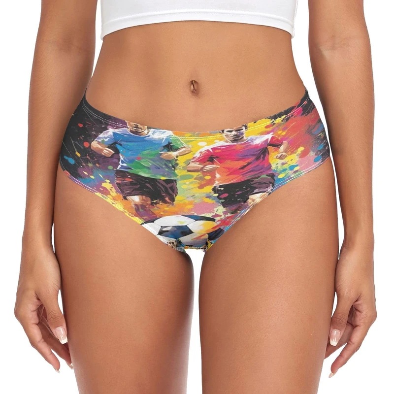 RPLIFE Cute Cartoon Unicorn in Galaxy Space Women’s Panties, Underwear Women Comfort, Stretch Panty, Soft Underwear, Soccer Balls Splashes Colored Paint Splatter, XS