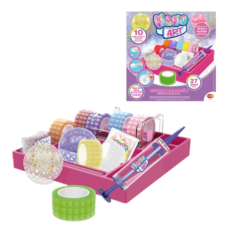Bizak Nano Art Design Studio, Deluxe Pack, Multicolor Double-Sided Tape Kit for Crafting, Bubble Making with Glitters, (64524876) - Image 1