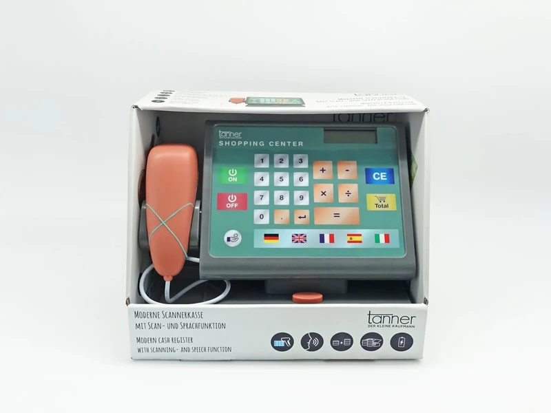Tanner - Der kleine Kaufmann Deko - Modern Scanner Cash Box with Scan and Voice Function Including Play Money (Dimensions 27 x 17 x 22 cm, Material Plastic) 1040.4
