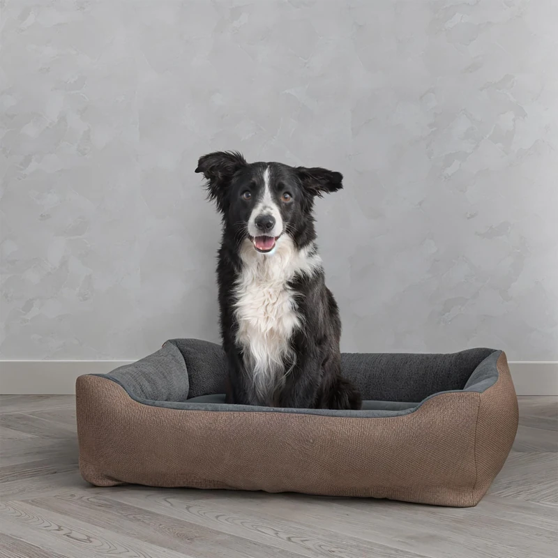 Italian Bed Linen Reversible Love Bed for Dogs and Cats, Polyester, Taupe, 84 x 66 x 19 cm