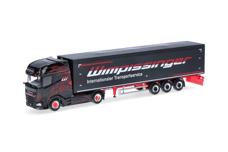 Herpa Truck Model DAF XG+ Walking Floor Semi-Trailer "Wimpissinger" (Austria/Thiersee), miniature at a scale of 1:87, collectible, Made in Germany, plastic