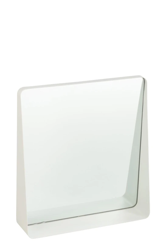 J-Line Square Wall Mirror Metal/Glass White - Image 1