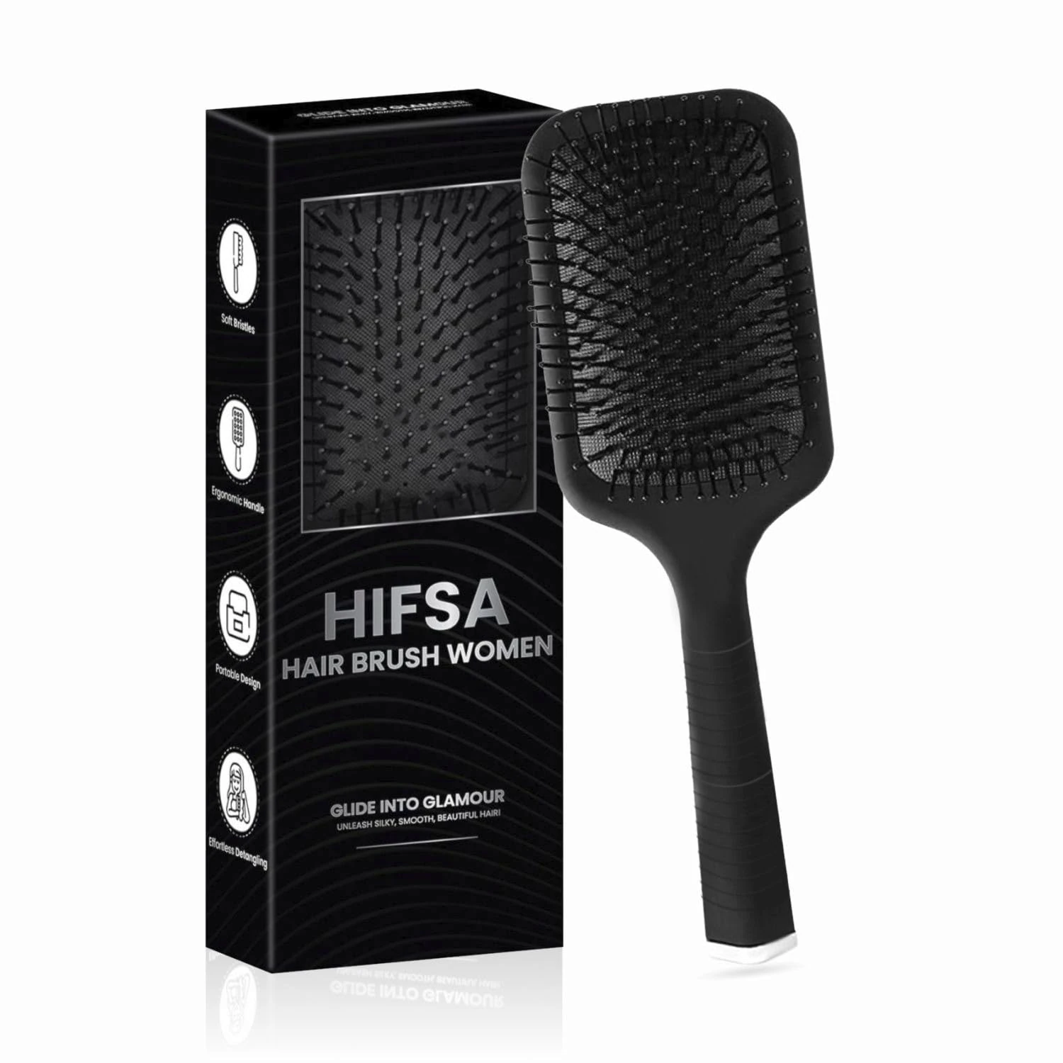 Paddle Hair Brush Women Hair Brush Blow Drying Professional Hairbrush Easy Grip Handle Hair Comb Straightening & Detangle Brush For Wet Dry Long Thick Thin Curly Natural Hair Salon Supplies (1Pc)