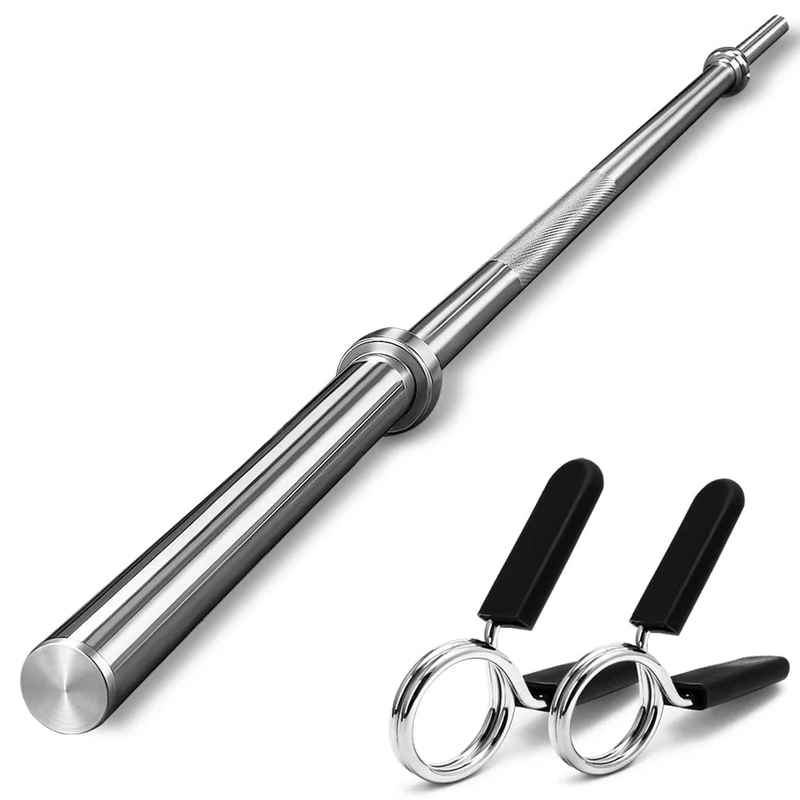 FK Sports Standard 1" Barbell Bar 1inch, Standard Weight Barbell With 2 Collars, Weight Plates 1" Center Holes, Weight Lifting Bar, Chrome Bars, Anti-Slip Hand Grip Barbell 4ft,5ft,6ft,7ft. (6 ft)