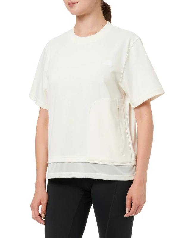 The North Face Women's Fabric Mix SS T-Shirt, White Dune, XL