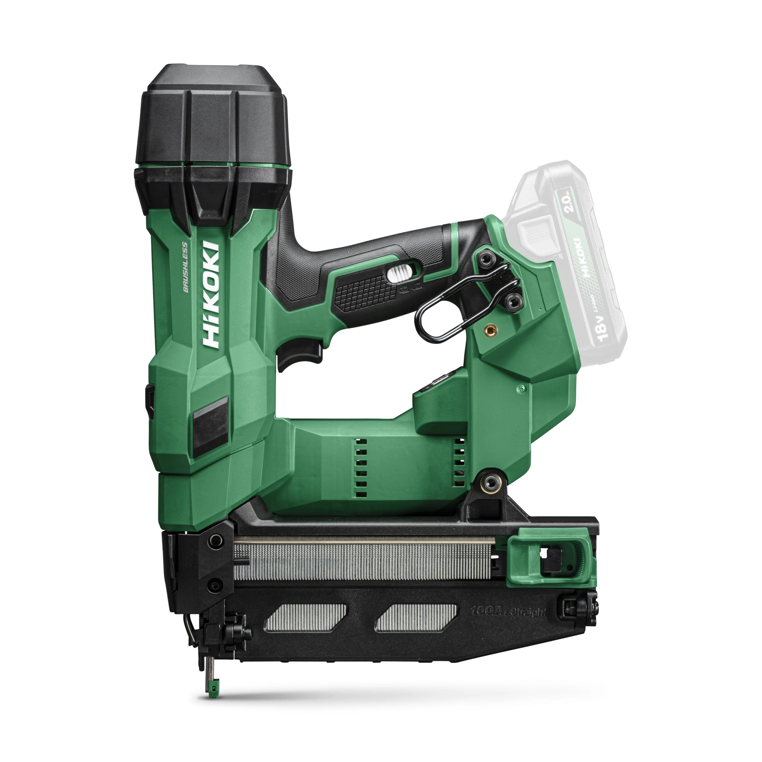 HiKOKI NT1865DSAW9Z 18 V Brushless 16G Finish Nailer – Air-Spring (Gas-Free), 25–64 mm Nails, 100-Shot Magazine, LED Light, Dual Modes & Dry-Fire Lockout, Bare Unit (2.6 kg Skin)