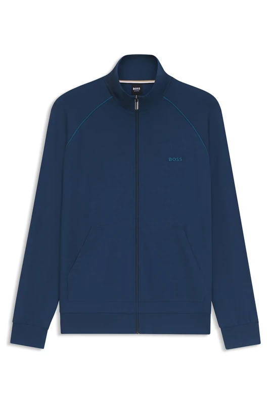 BOSS Mens Mix&Match Jacket Z Logo-embroidered regular-fit jacket in stretch-cotton jersey