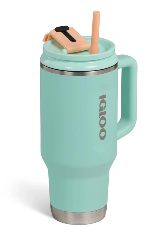 Igloo Thermo Mug – 900 ml Stainless Steel Insulated Travel Mug with Straw, Leak-Proof, Carbonation-Friendly, Green – Keeps Drinks Hot for 12h & Cold for 48h, BPA-Free, Perfect for On-the-Go - Image 1
