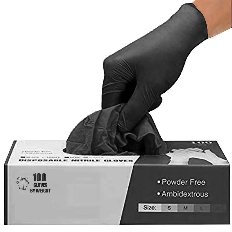 PANKTI Black Nitrile Disposable Gloves - Latex-Free, Powder-Free, Pack of 1000, Strong and Puncture-Resistant, Medical, Food Handling, Tatoo Barber Shop Gloves (X-Large) (Packaging may vary)