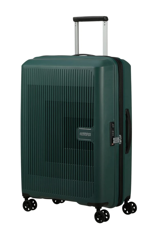 American Tourister Aerostep - Spinner M, Expandable Case, 67 cm, 66.5/72.5 L, Green (Dark Forest)