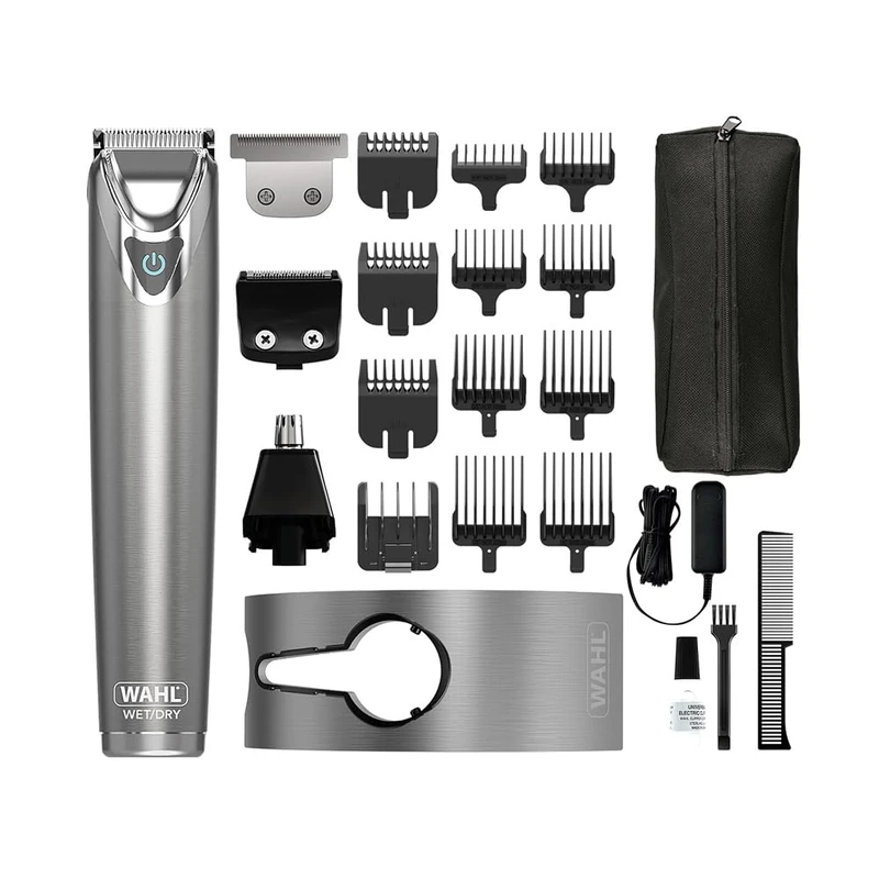 WAHL Washable Stainless Steel Multigroomer, Beard and Stubble Beard Trimmer for Men, Home Hair Cutting, Nose Ear Trimmer, Man Grooming Set, Fully Washable, Cordless