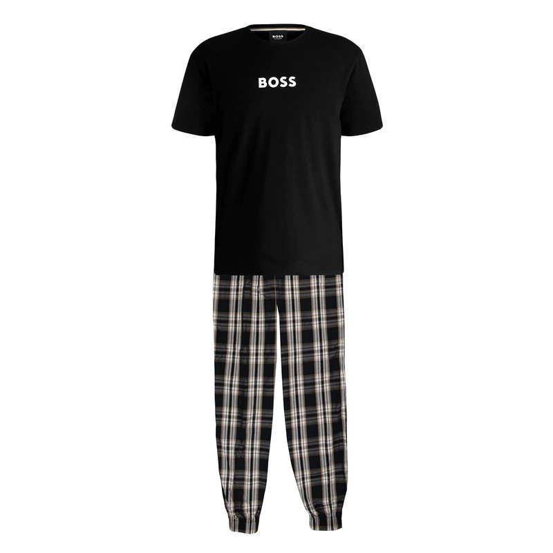 BOSS Men's Pyjamas Loungewear Nightwear Easy Long Set T-Shirt, black, M