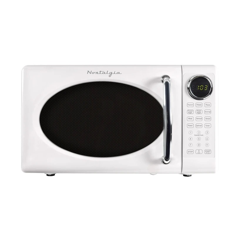 Nostalgia NRMOPM7WH6A Retro Countertop 0.7 Cu. Ft Microwave Oven, White