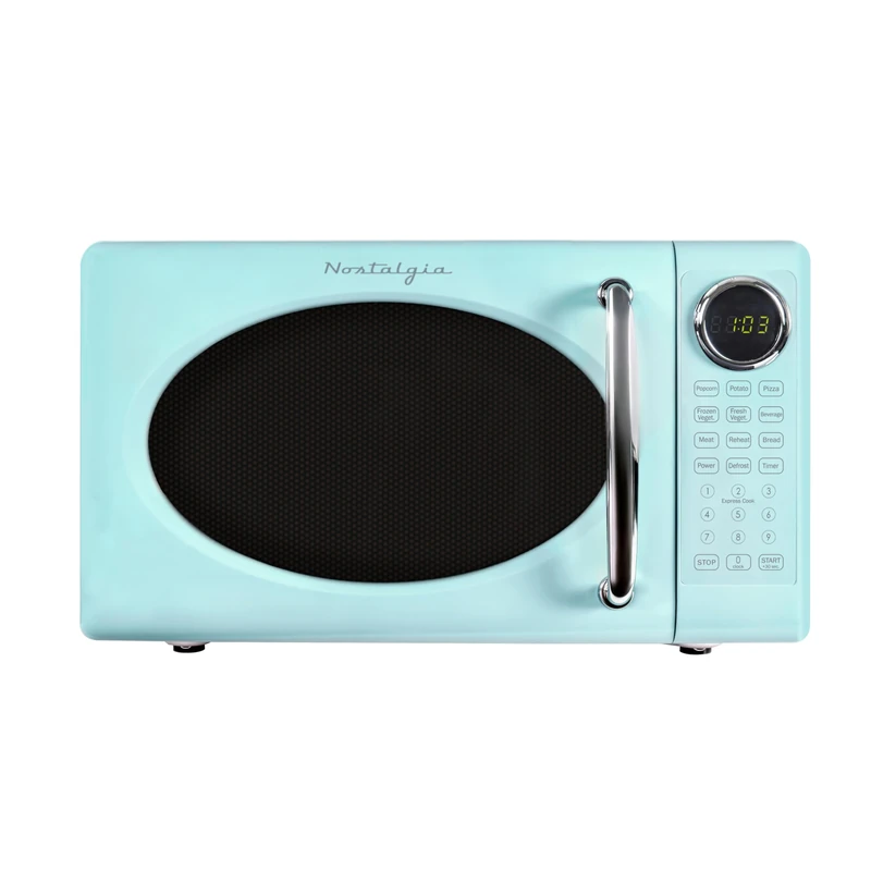 Nostalgia NRMOPM7AQ6A Retro Countertop 0.7 Cu. Ft Microwave Oven, Aqua