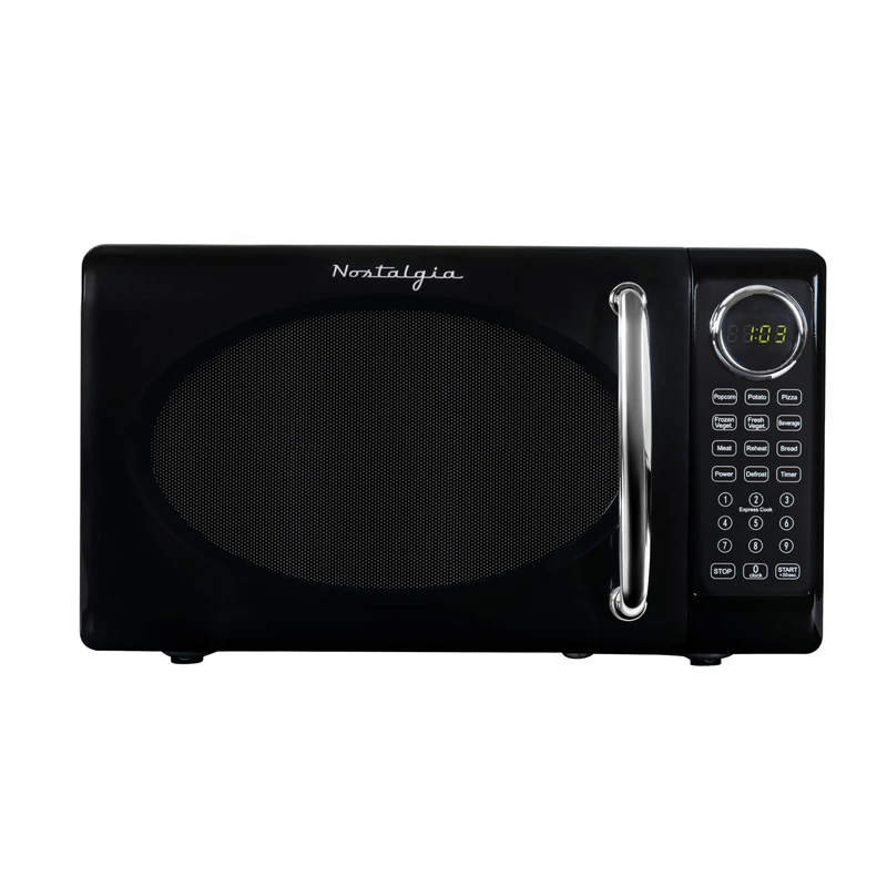 Nostalgia NRMOPM7BK6A Retro Countertop 0.7 Cu. Ft Microwave Oven, Black