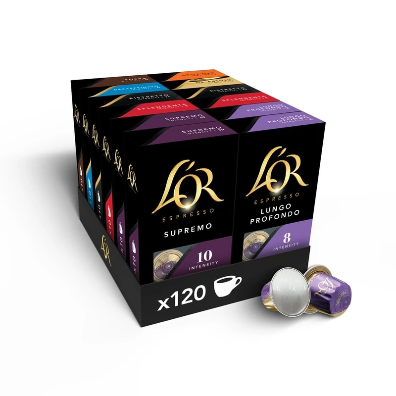 L'Or Espresso Bestseller Coffee Pods Variety Bundle (Pack of 12, Total 120 Capsules) Nespresso®* Compatible