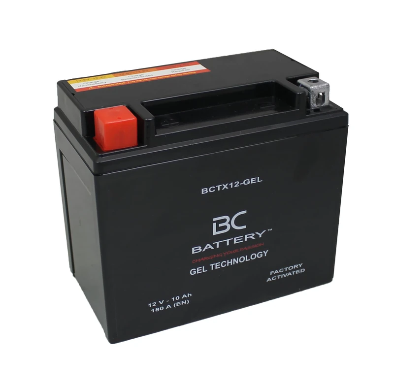 BC BATTERY Motorcycle Starter Battery with GEL 12V 10Ah BCTX12-GEL Motorcycle&Scooter, Maintenance Free, Sealed, Pre-Charged, Similar to YTX12-BS