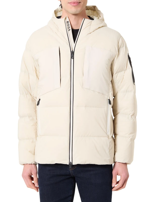 BOSS Men's Ow_riplite Puffer Hd Parka, Open White, M