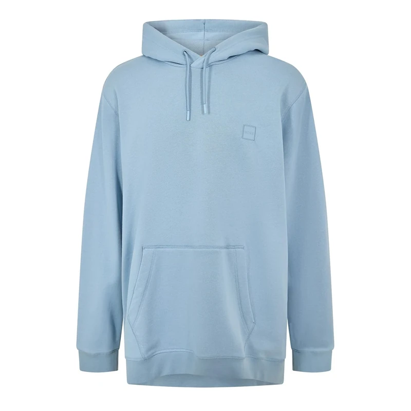 BOSS Mens Over the head Hoodie Long Sleeve Cotton Light Blue 451 XXL
