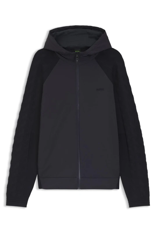 BOSS Mens KN Mirror HY Zip-up hoodie with tonal textured jacquard - Image 1