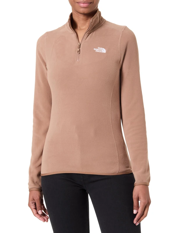 The North Face Women's 100 Glacier 1/4 Zip Sweatshirt, Latte, M