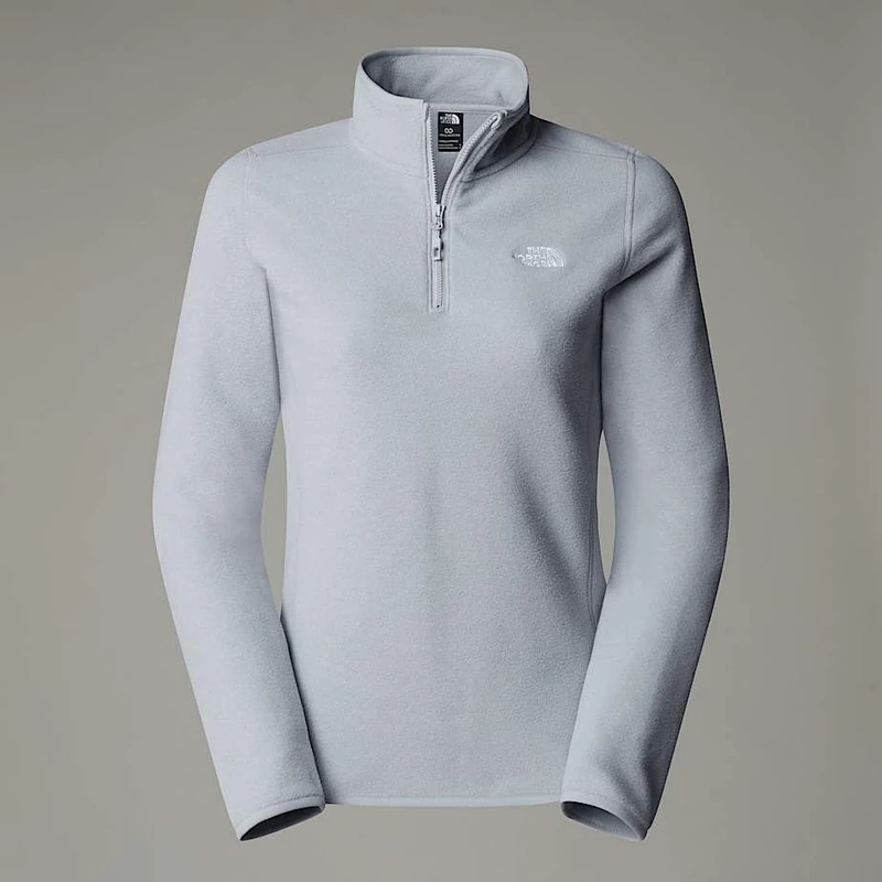The North Face Women's 100 Glacier 1/4 Zip Sweatshirt, Tnf Light Grey Heather, S