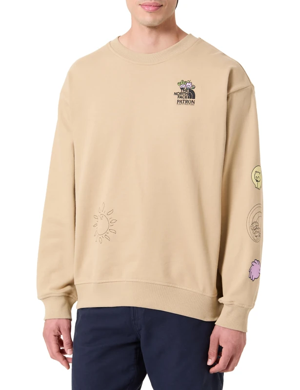 The North Face Unisex Mountain Cleanup Oversized Crew Sweatshirt, Khaki Stone, M