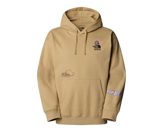The North Face Unisex Mountain Cleanup Oversized Hooded Sweatshirt, Khaki Stone, S