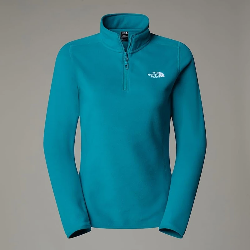 The North Face Women's 100 Glacier 1/4 Zip Sweatshirt, Deep Teal, M