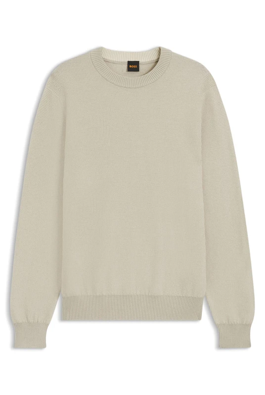 BOSS Mens Klapok Cotton-Blend Sweater with Two-Tone Structure
